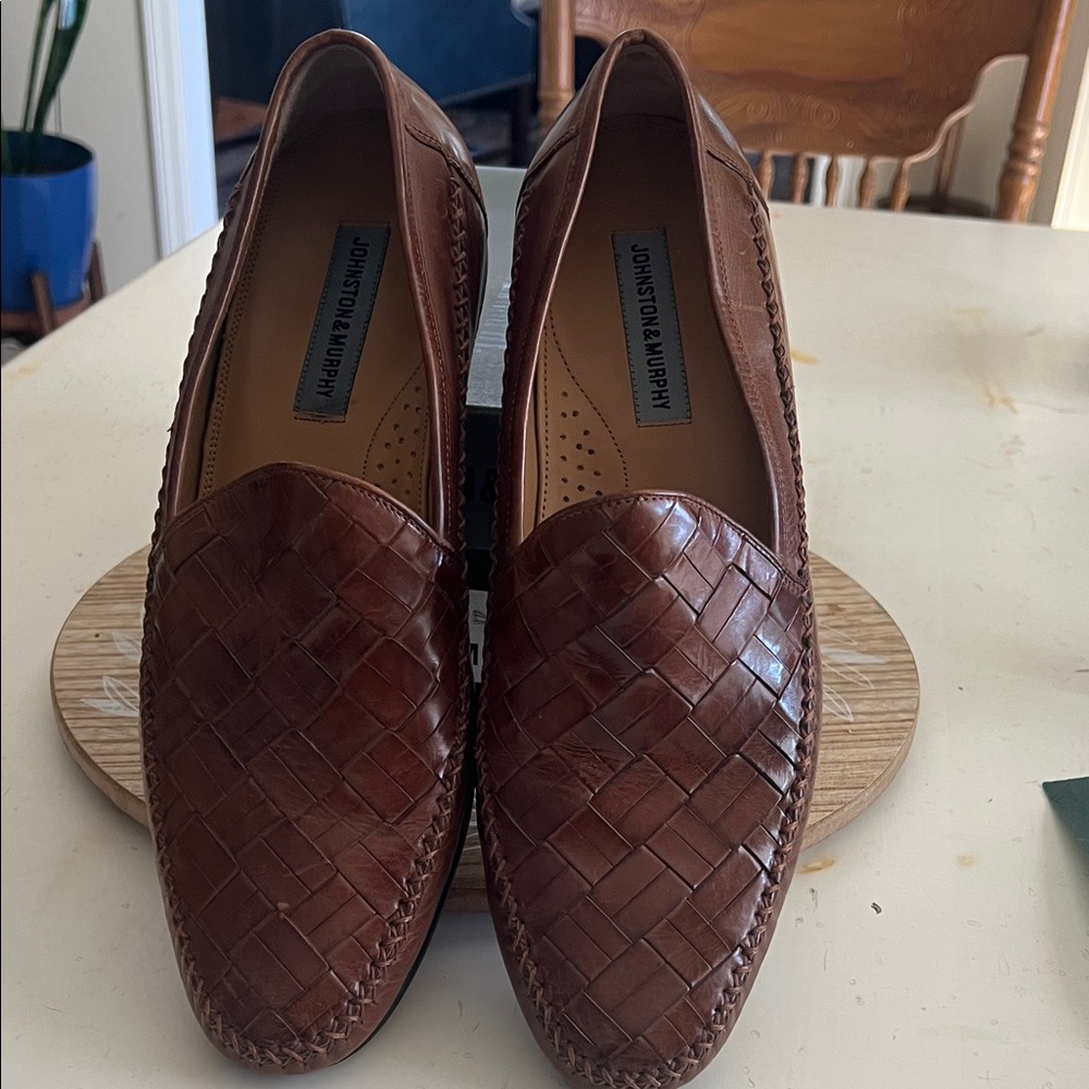Johnston & Murphy Chestnut Woven Slip-Ons